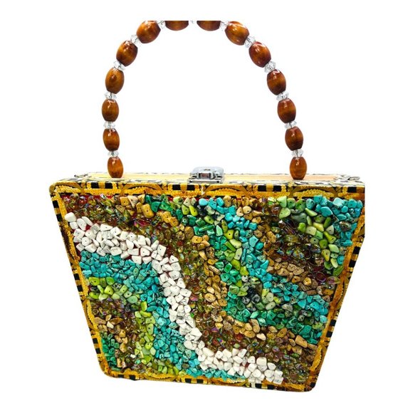 Braciano Handcrafted with Gemstones on a Vintage Cigar Box W/ Bamboo Handle - Picture 5 of 12